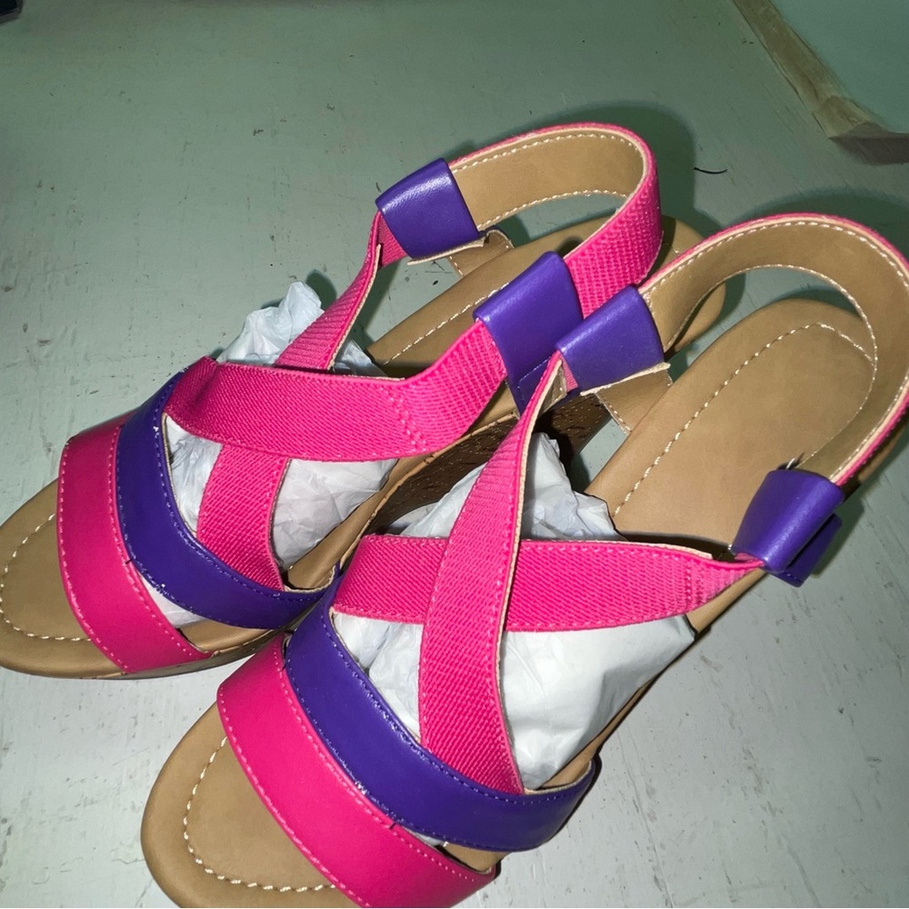 Pink and Purple Sandle Wedges Size 8